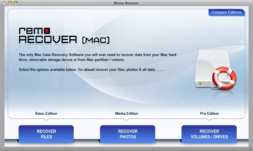 Mac OS X File Recovery-Main Screen